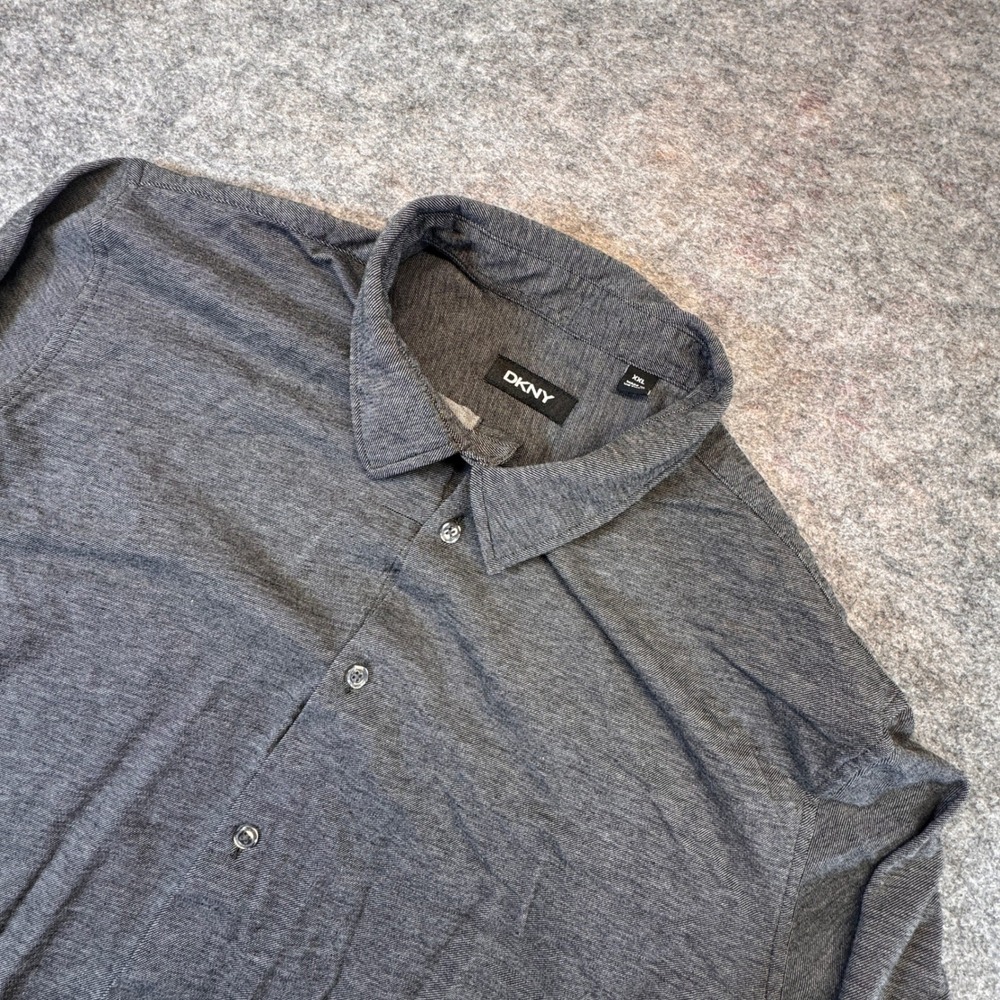 DKNY Mens XXL Charcoal Grey Cotton Long Sleeve Button Down Shirt 1002060